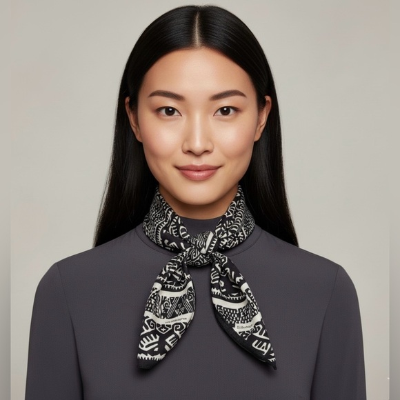 Liz Claiborne Black & White Geometric Scarf - Picture 6 of 6